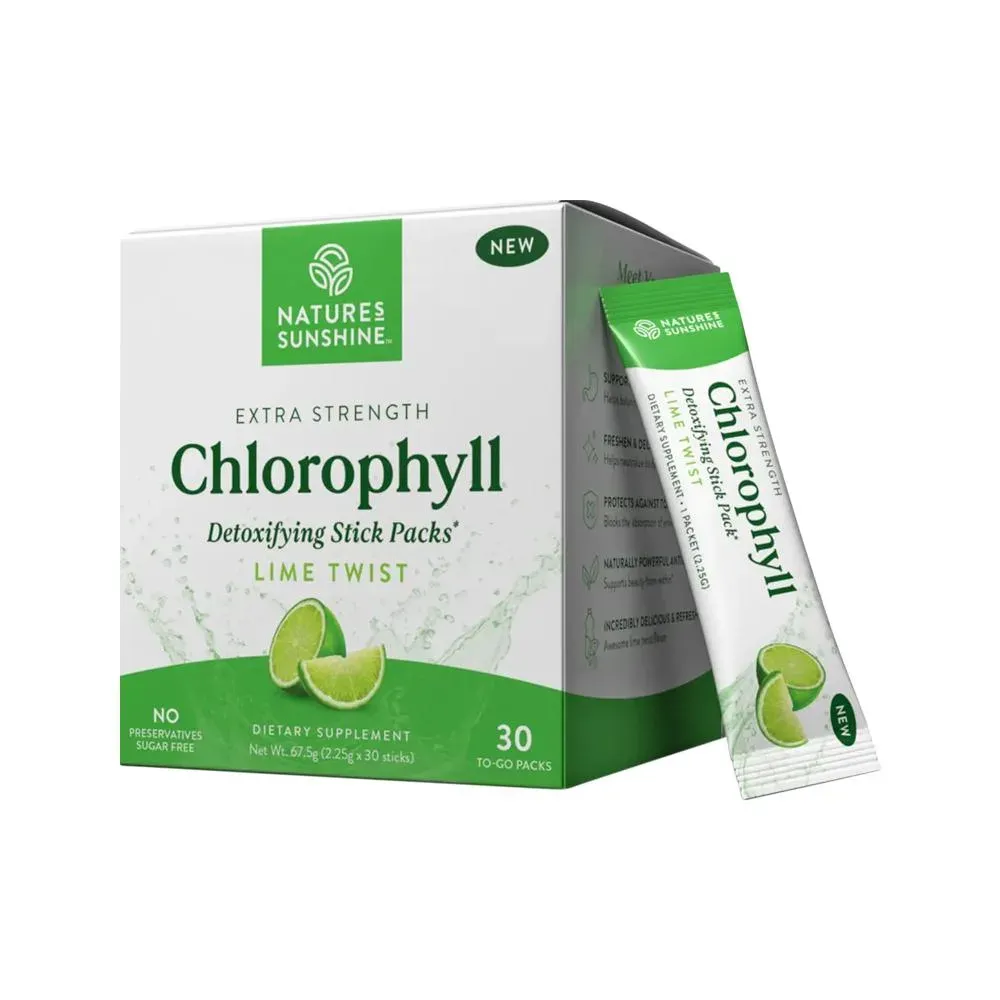 Nature's Sunshine Extra Strength Chlorophyll Stick Packs, Lime Twist